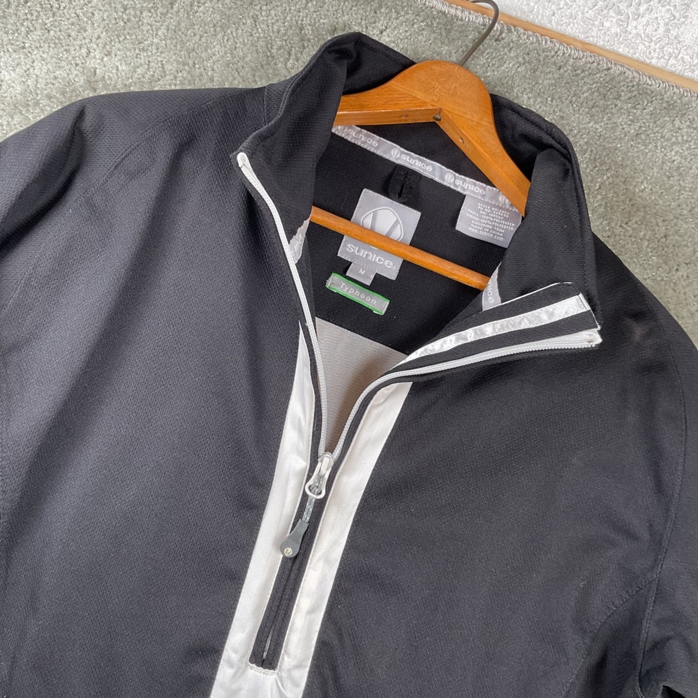 Sunice Typhoon Pullover Jacket Mens M Black White Quarter Zip Performance 2459